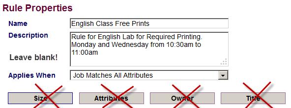 Time Schedule Free Print Rule Applying a Time Schedule Free Print Rule to a Price Sheet allows for Free Printing during the days and times specified.