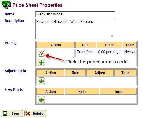 Step 2 Name the Price Sheet Name: Provide a name Description: (optional) providing a brief description helps to organize printers when a large number exist.