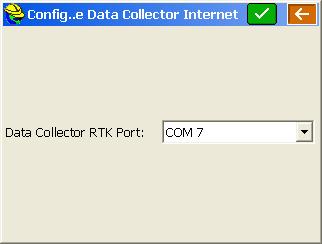 Select the COM port on the data collector that is connected to the RTK port of the GPS rover receiver.
