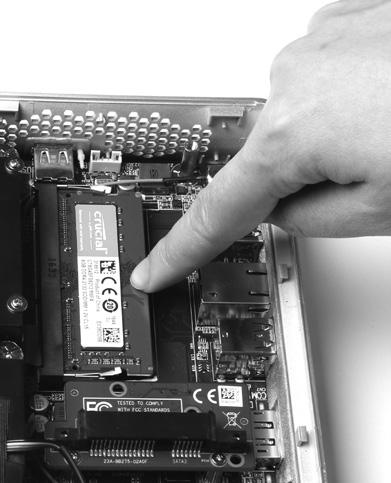 Installing a memory module 1. Locate the SO-DIMM memory slots and insert a SO-DIMM memory module into the slot at a 45 degree angle. 2.