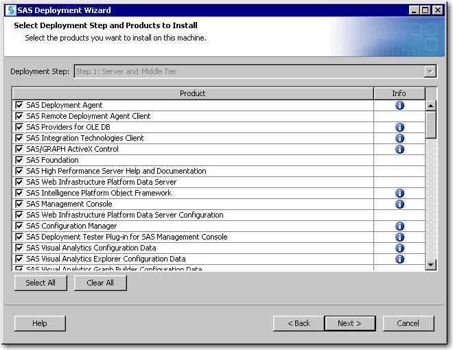 Step 4: Install and Configure SAS 23 9 Select Deployment Step and Products to Install