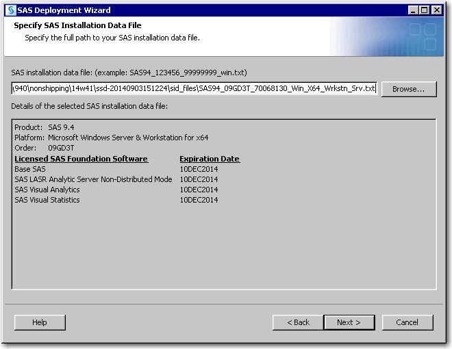 24 Chapter 1 / Deploying SAS Visual Analytics (Non-distributed LASR) 10 Specify SAS