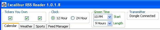 COMMON RSS READER SETTINGS CLOCK You may choose either a 12 hour clock display with AM and PM or a 24 hour clock display on your Ticker unit, by clicking the appropriate option.