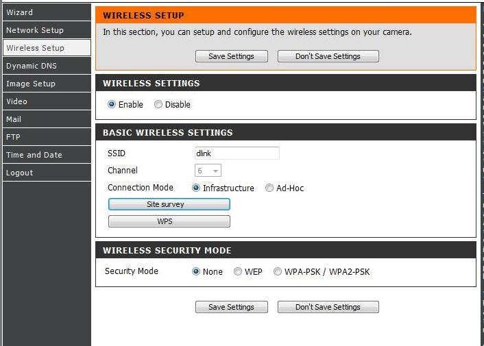Section 3 - Configuration In this section, you can setup and configure the wireless settings on your camera. Note: Wireless is available only for the DCS-920.