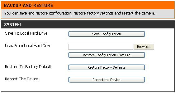 Section 3 - Configuration In this section, you can save and restore your configuration,