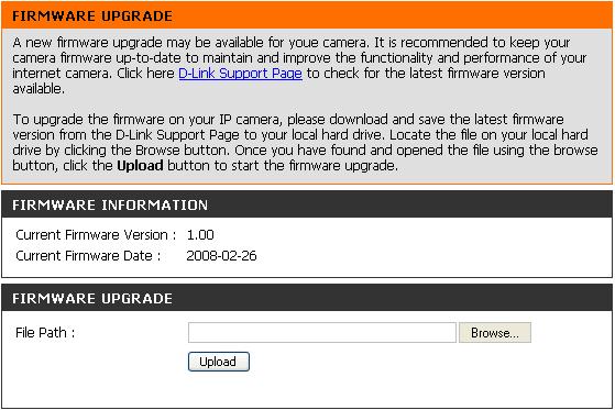 Section 3 - Configuration Maintenance > Firmware Upgrade Your current firmware version and date will be displayed on your screen.