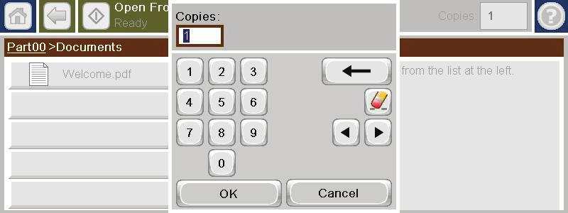 4. If you need to adjust the number of copies, touch the Copies field, and then use the keypad to