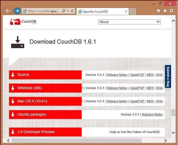 links of CouchDB in various formats are