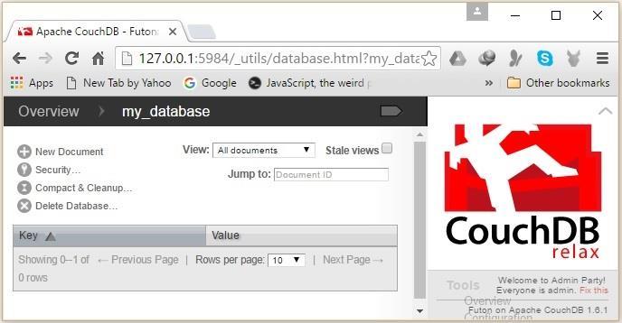 Following is an example of inserting a document in a database named my_database that is saved in the CouchDB server.