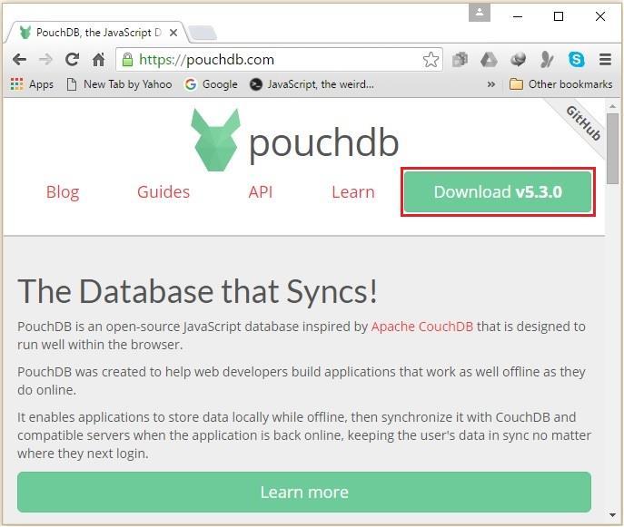 2. PouchDB Environment PouchDB This chapter explains how to download and install PouchDB in your system. Installing PouchDB In order to work with PouchDB, you need to download the file.