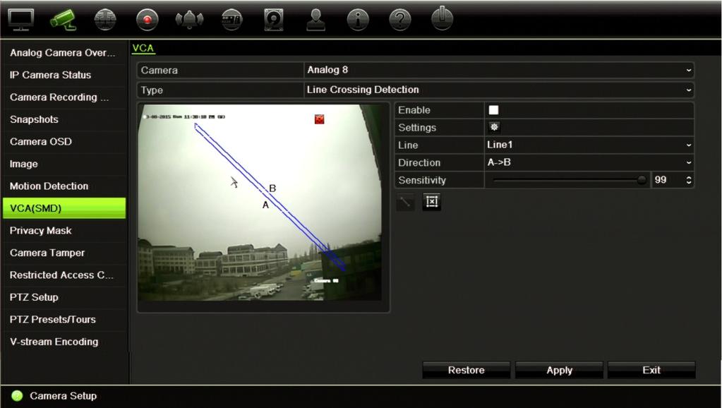 Chapter 10: Camera setup In the Actions window, click the Arming Schedule tab and select the day of the week and the time periods during the day when motion can be recorded.