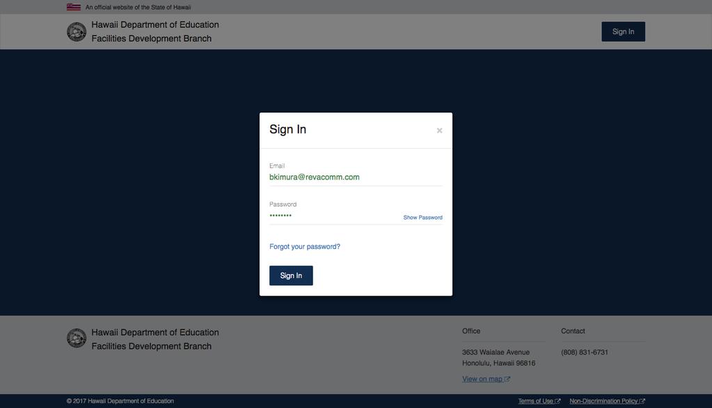 Figure 4: Sign in using the pop up modal. 1.2.
