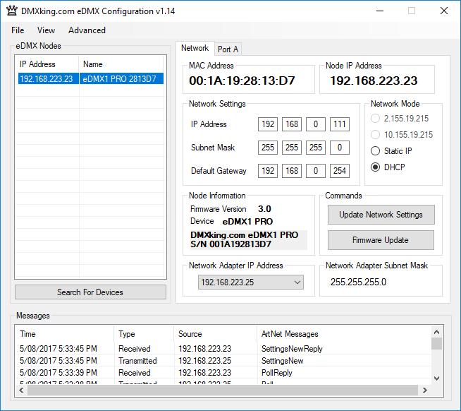 4. CONFIGURATION UTILITY The edmx Configuration utility provides a simple interface to all device parameters. Only version 1.12 and above is compatible with edmx1 PRO devices.