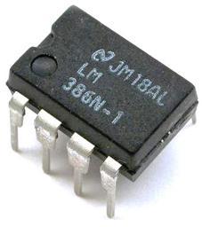 About the LM386 This is a popular IC that is used to amplify low audio signals. It uses a set of transistors to amplify the sound and this particular version can output 1W sounds.
