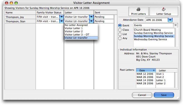 Visitor Letters With CDM+, you have the capability to create and track letters that you are sending to visitors. This is done on the Visitor Letter Assignment window.