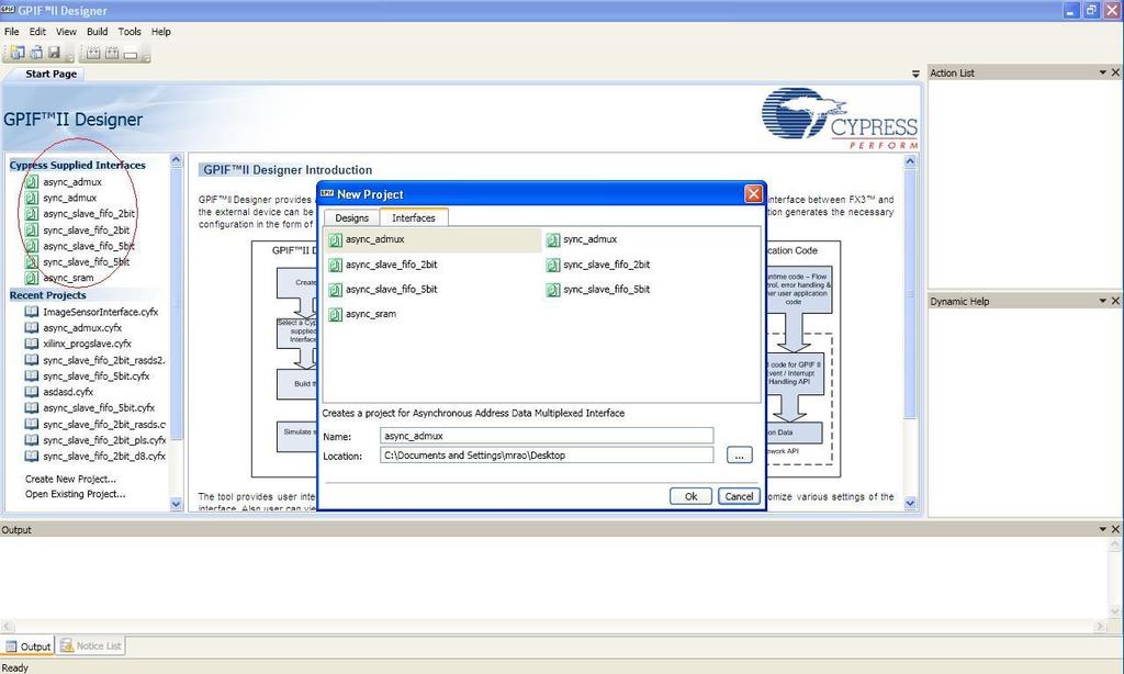 Figure 2. Start Page Showing Cypress Supplied Interfaces The start page provides links to open Cypress supplied Interfaces.