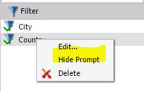 To remove this prompt, right-click Country in the Filter pane and
