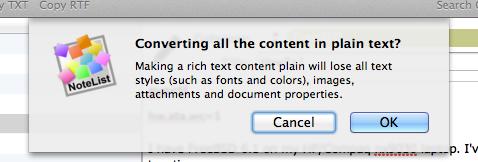 Making a note all plain text To make a note all plain text select Make All Plain text from the Text menu Confirm the dialog to make the note in plain text format Check spelling You can check spell