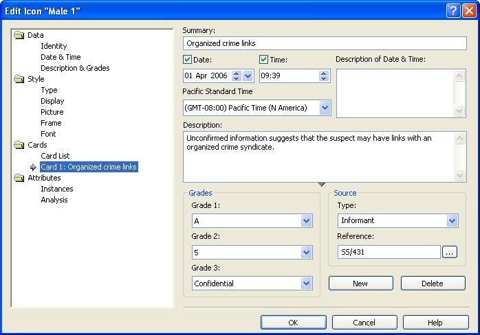 Adding cards to an entity Step Double-click on an icon to display the Edit Icon dialog. Select Cards\Card List, then click New. Step 3 Enter a summary of the card information.