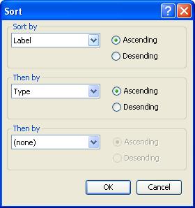 Sorting List Items In the List Items dialog you can sort the contents of columns in ascending order, and choose up to three columns to sort. Step From the Analysis menu, select List Items.