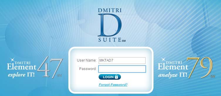 Getting Started Logging In and Logging Out Logging In Use the following steps to log in to the Dmitri application. Steps: 1.