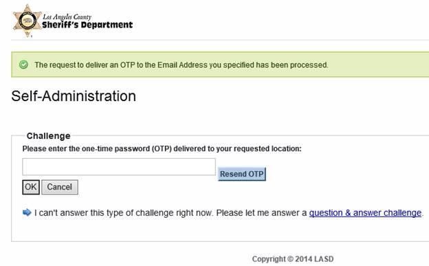 Copy your one time password (OTP) to the box below: http://intranet.