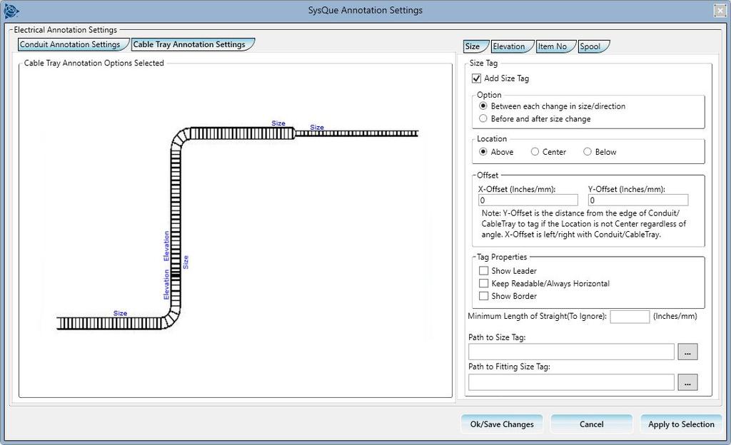 Electrical Cable Tray items (Ladder, Wire Basket, WireWay, and Busduct) are now supported by the Annotation Tool within the Tool Menu.