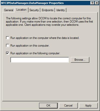 ) Make sure that the Run application on this computer check box is Unchecked. Figure 17 View the Service Properties window g.
