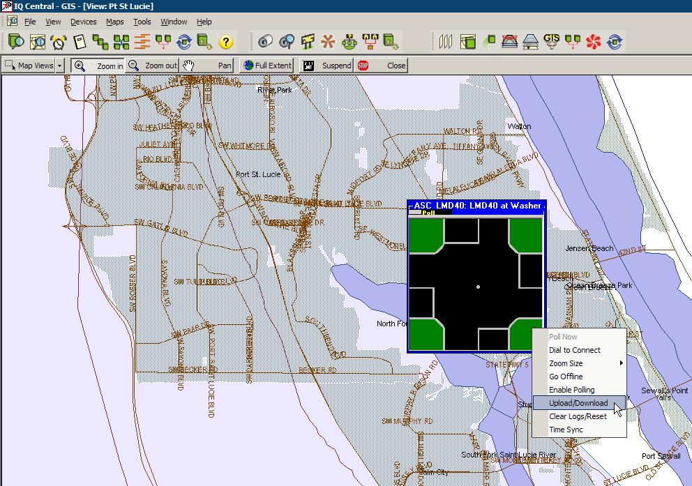 LMD 40 Support IQ Central can now work with LMD 40 pretimed traffic controllers, including the following functions: Add and edit LMD 40 device instances Place LMD 40 devices on map views (as shown