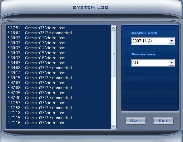 10.View system log This function allow user to view all actions of recording as well as operations.