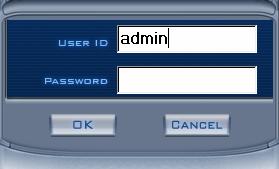 Default User ID is admin, no password.
