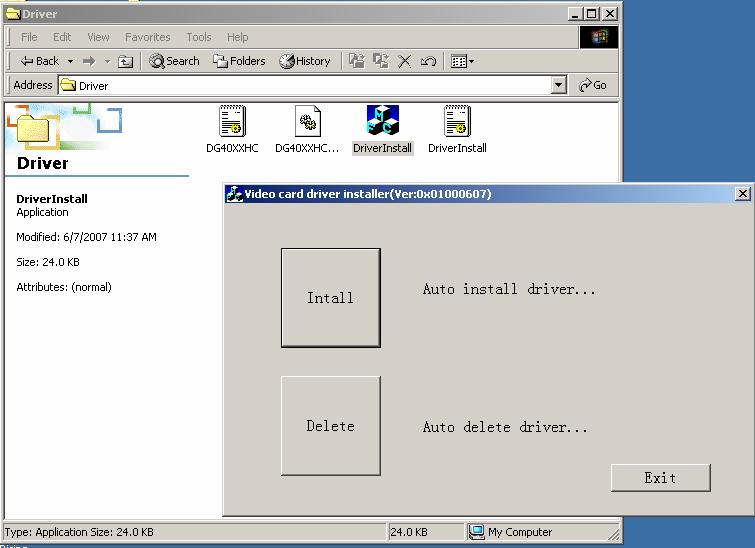 display. Figure 1:Double-Click DriverInstall.exe Click Install to install drivers.