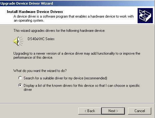 Figure 7 To choose a specific driver We will find available drivers for this device.
