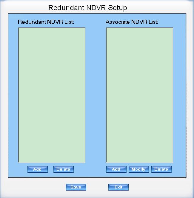 Chapter6 Re-NDVR Setup This is a function used to avoid important data lost when some NDVRs meet some problems such as network disconnection, HDD failure and reboot abnormality.