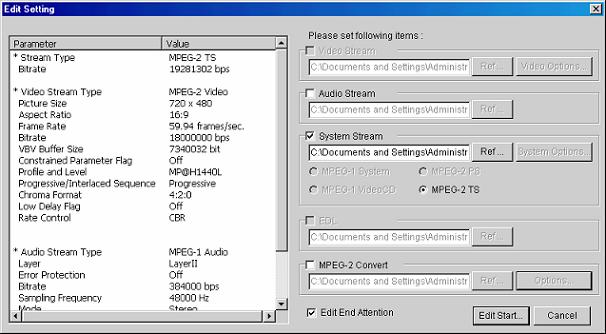 Fig. "Edit Setting" dialog Placing a check in the
