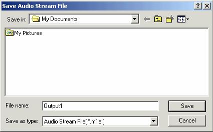 To output an audio stream, place a check on the "Audio Stream" box on the "Edit Setting" dialog box.