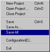 Fig. Overwriting all projects file using the "File" menu d) Click the "Save Project" button on the "Button Bar" or click the "Save All" button. Fig.