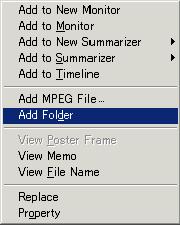Fig. Adding the folder from the right mouse button menu b) Select "Add Folder" from the "Bin" menu. Fig.