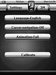 Set ProntoPro NG to operate with the Cursor; Set the animation mode; Calibrate the touch