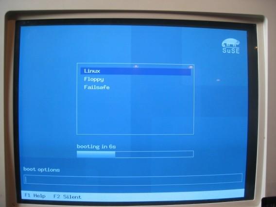Page 10 Figure 9. The SuSE 9.0 boot screen, displaying available kernel choices. The highlighted choice will automatically boot in ten seconds.