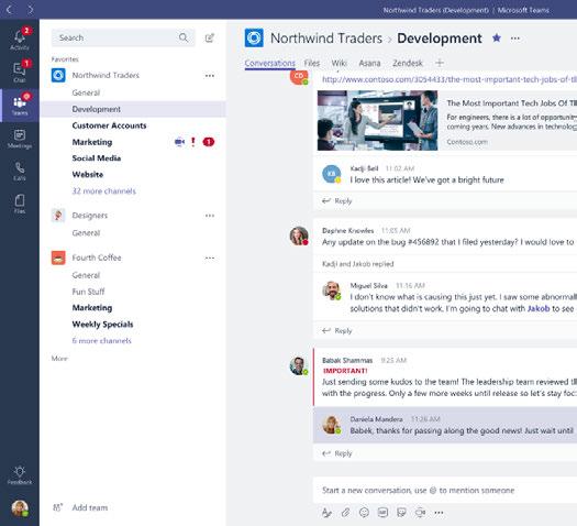 Teams: the hub for teamwork in Office 365 Chat,