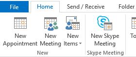 » Start as you would normally by going to your Outlook calendar.» Click the New Skype Meeting button on the ribbon and in the meeting request window.
