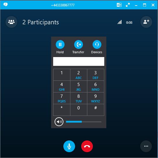 When you ve placed a call to an external telephone number, you will be presented with the active call window that provides you with several call handling options.