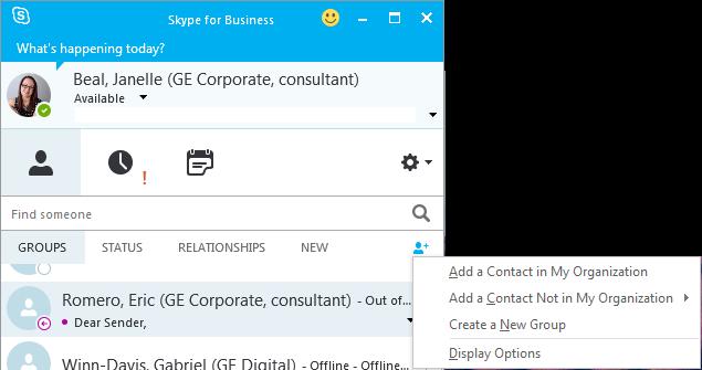 Hub Window/ Contact List Hub Window/ Contact List Search for a contact or DL using name, SSO, Phone #. Create Group.
