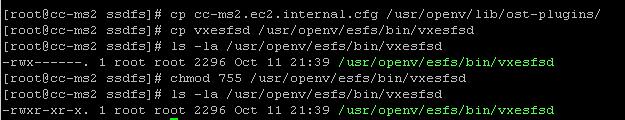 9. Replace the configuration files that were previously saved. /usr/openv/lib/ost-plugins/hostname.cfg /usr/openv/esfs/bin/vxesfsd 10.