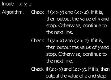 x, y, and z that are provided as input.