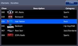 Using SIRIUS radio The channels list The channels list displays all available SIRIUS channels, whether or not you have a subscription for the channel.