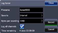 Bytes per sounding Select how many bytes per seconds that are to be used when saving the log file.