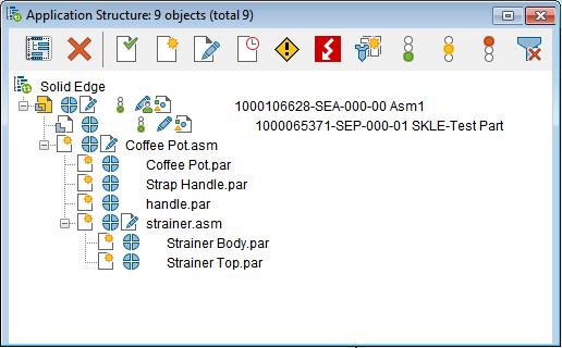 ECTR view "Application Structure" In the application structure view a context menu is available for the selected object.