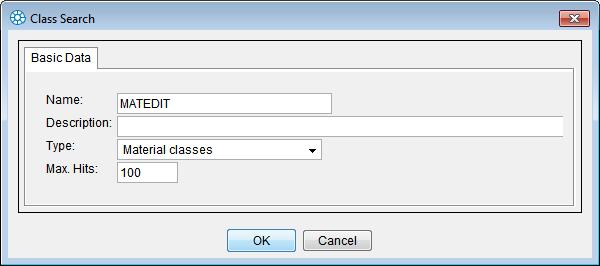 ECTR "Class Search" dialog The result of the search class is displayed as a table.